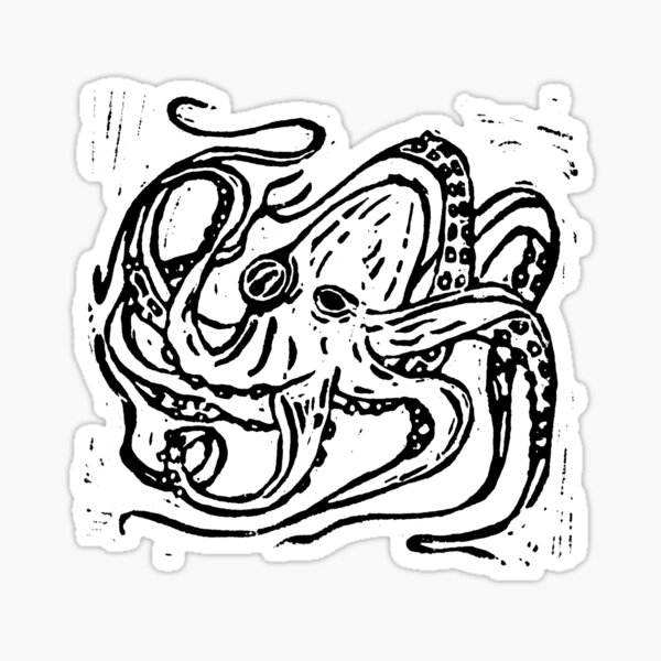 Item preview, Ink in Motion – Octopus Linocut in Black designed and sold by Paul Yeatman.