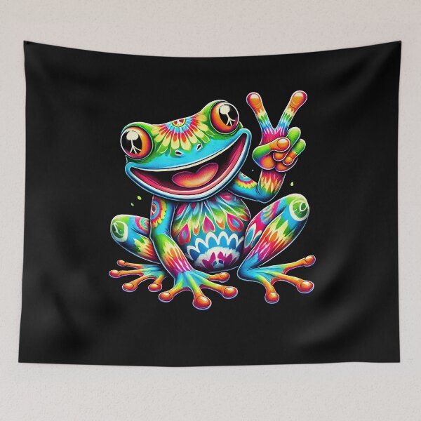 Item preview, Colorful Tie-Dye Frog Peace Sign Hippie designed and sold by Kimberley King Art  King Art.