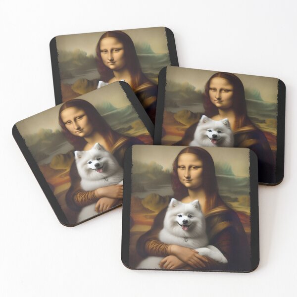 Item preview, Funny Mona Lisa Holding American Eskimo Dog Portrait Art Painting Dog Lover designed and sold by Kimberley King Art  King Art.