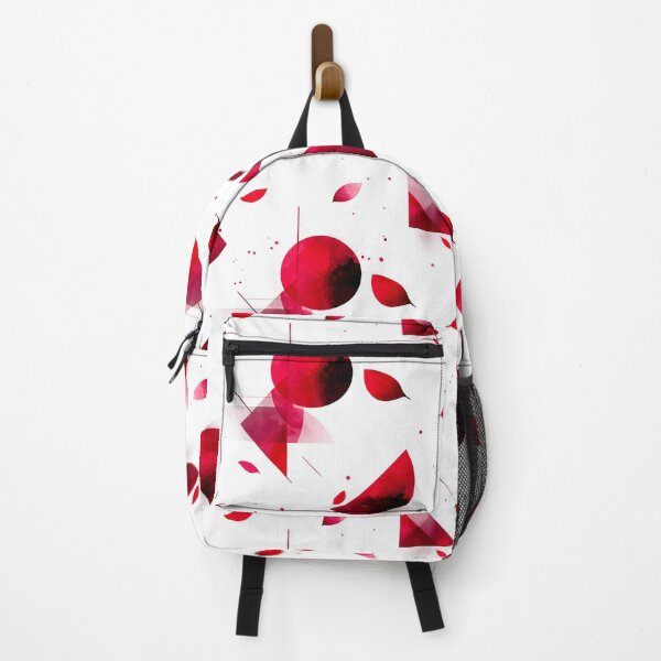 Item preview, Red Abstract Geometry with Petals – Watercolor on White designed and sold by Moisky Patterns.