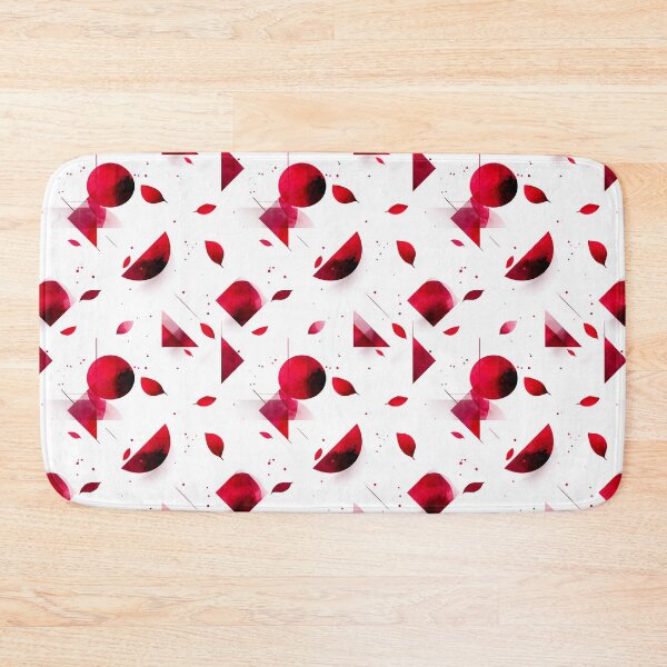 Item preview, Red Abstract Geometry with Petals – Watercolor on White designed and sold by Moisky Patterns.