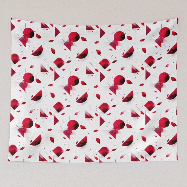 Item preview, Red Abstract Geometry with Petals – Watercolor on White designed and sold by Moisky Patterns.