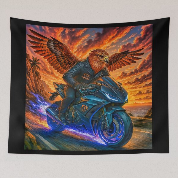 Item preview, FTX MC Falcon Biker – Avian Warrior on a Jet-Flame Bike designed and sold by Fresh-Threads-X.