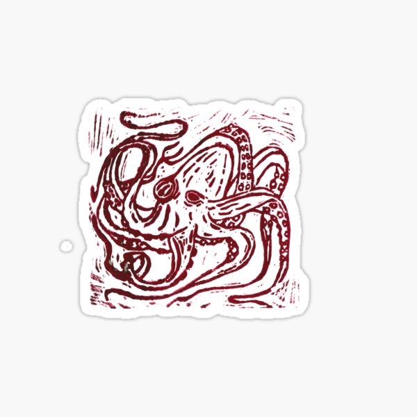 Item preview, Ink in Motion – Octopus Linocut in Dark Red designed and sold by Paul Yeatman.