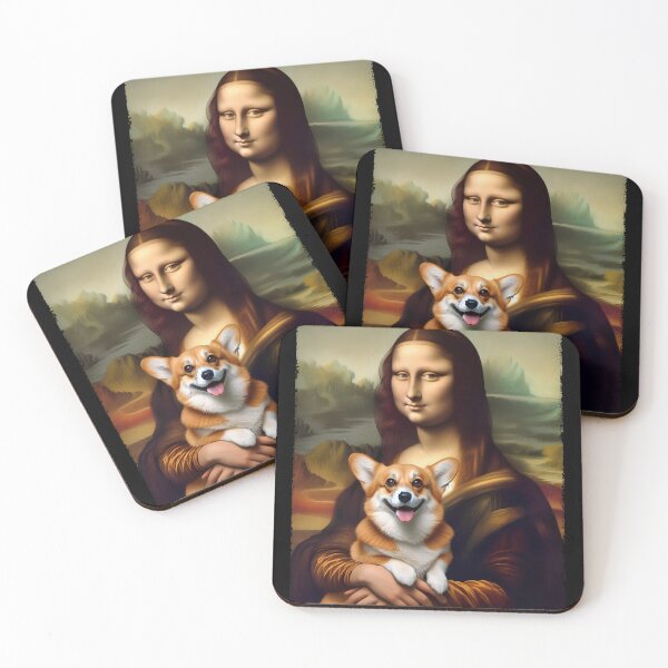 Item preview, Funny Mona Lisa Holding Corgi Portrait Art Painting Dog Lover designed and sold by Kimberley King Art King Art.