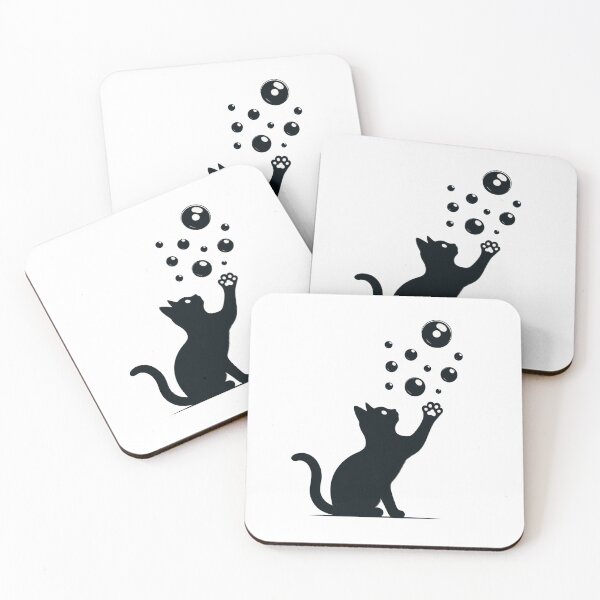 Item preview, Black cat Bubble Pursuit - Playful and Whimsical Cat Silhouette Design designed and sold by latelierdechris.