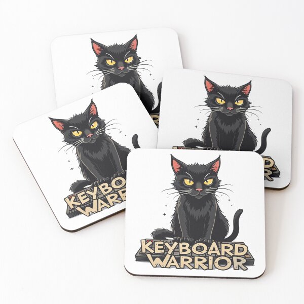 Item preview, Black cat Keyboard Warrior - Humorous and Quirky Cat Design designed and sold by latelierdechris.