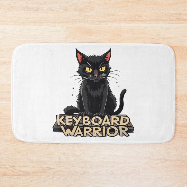 Item preview, Black cat Keyboard Warrior - Humorous and Quirky Cat Design designed and sold by latelierdechris.