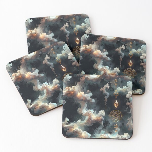 Item preview, Mystical Swirling Smoke Clouds With Mysterious Ancient Gold Patterns designed and sold by CoolPixels.