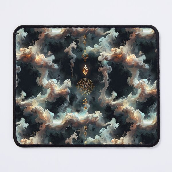 Item preview, Mystical Swirling Smoke Clouds With Mysterious Ancient Gold Patterns designed and sold by CoolPixels.