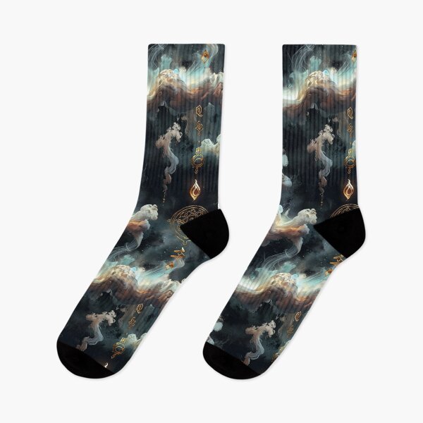 Item preview, Mystical Swirling Smoke Clouds With Mysterious Ancient Gold Patterns designed and sold by CoolPixels.