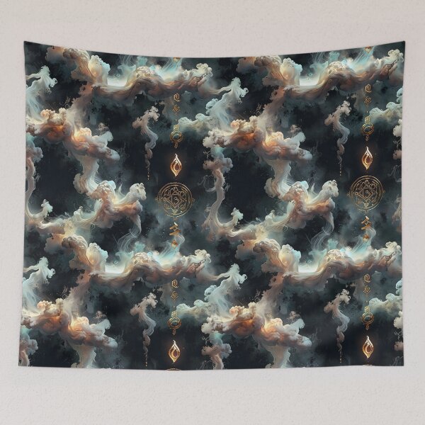 Item preview, Mystical Swirling Smoke Clouds With Mysterious Ancient Gold Patterns designed and sold by CoolPixels.