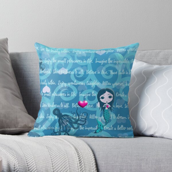 Inspired by You - Teal Mermaid, 1st of 4 Throw Pillow