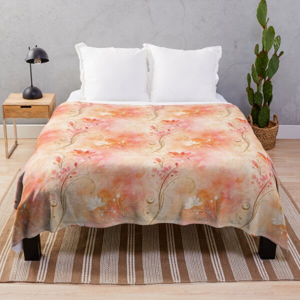 Item preview, Sunset Whispers – Soft Coral Floral Swirls with Delicate White Blooms designed and sold by Moisky Patterns.