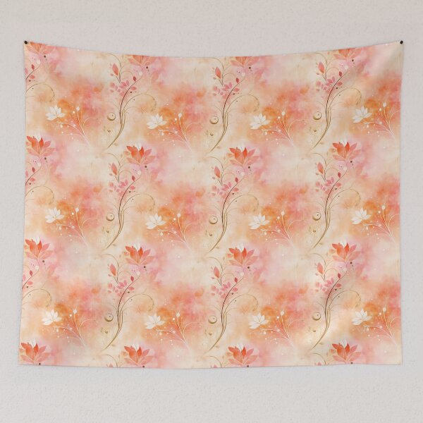 Item preview, Sunset Whispers – Soft Coral Floral Swirls with Delicate White Blooms designed and sold by Moisky Patterns.