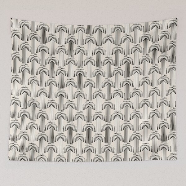 Item preview, Thin lines arc vintage abstract seamless pattern. Black beige geometric pattern. designed and sold by Olgus.