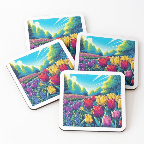Item preview, Vibrant Comic Style Tulip Flower Illustration – AI Art for Nature Lovers, Perfect for Clothing & Accessories designed and sold by knalpot-design.
