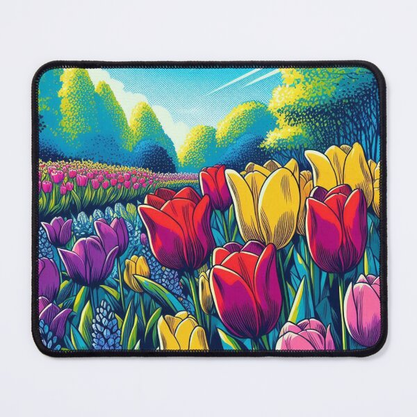 Item preview, Vibrant Comic Style Tulip Flower Illustration – AI Art for Nature Lovers, Perfect for Clothing & Accessories designed and sold by knalpot-design.