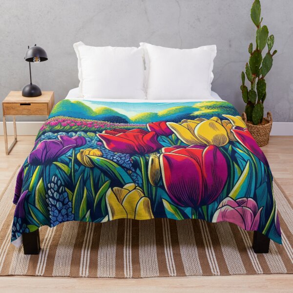 Item preview, Vibrant Comic Style Tulip Flower Illustration – AI Art for Nature Lovers, Perfect for Clothing & Accessories designed and sold by knalpot-design.