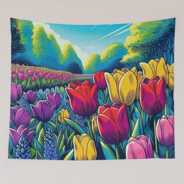 Item preview, Vibrant Comic Style Tulip Flower Illustration – AI Art for Nature Lovers, Perfect for Clothing & Accessories designed and sold by knalpot-design.
