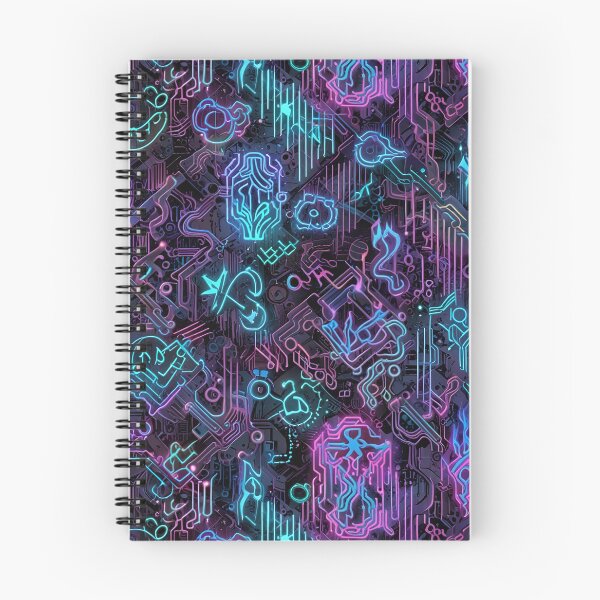 Item preview, Vivid Abstract Neon Circuit Pattern With Futuristic Glowing Shapes designed and sold by CoolPixels.