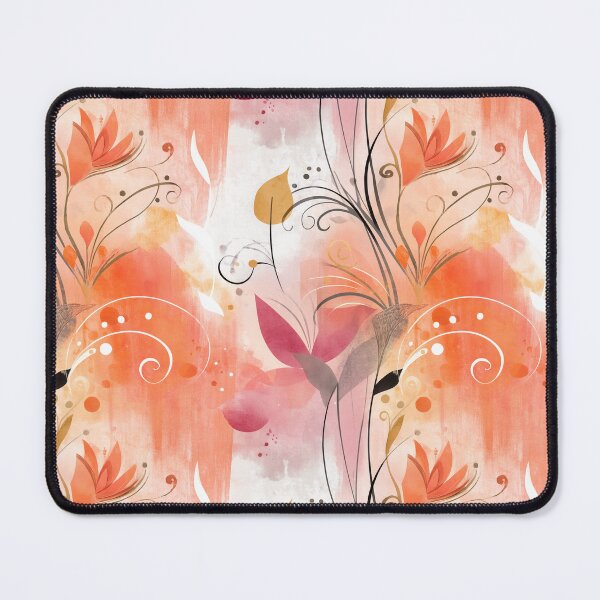 Item preview, Sunset Whispers – Bold Coral Bloom with Golden Spirals and Linear Accents designed and sold by Moisky Patterns.