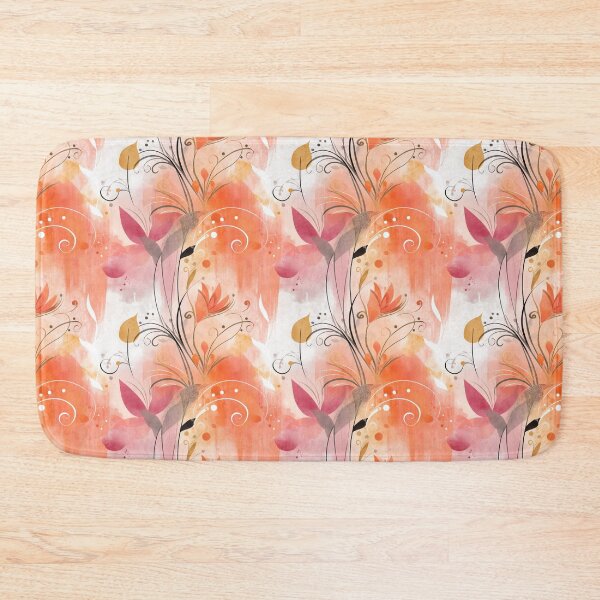 Item preview, Sunset Whispers – Bold Coral Bloom with Golden Spirals and Linear Accents designed and sold by Moisky Patterns.