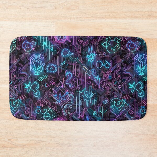 Item preview, Vivid Abstract Neon Circuit Pattern With Futuristic Glowing Shapes designed and sold by CoolPixels.