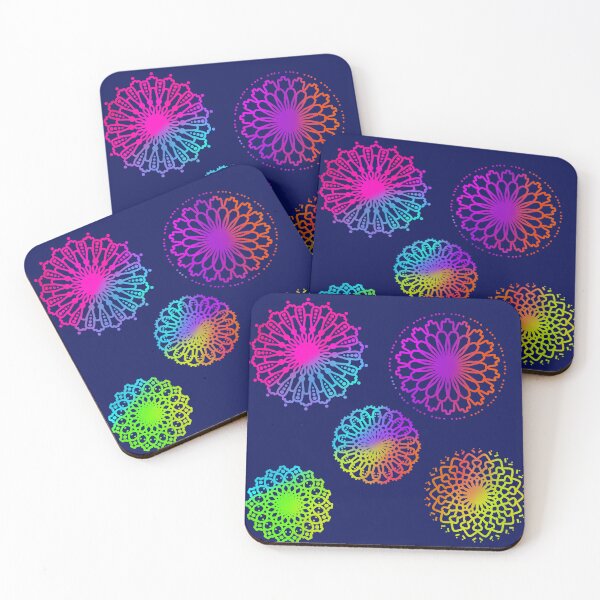 Item preview, Neon Rainbow Mandalas on Midnight Blue  designed and sold by JaygiesDesign.