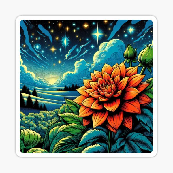 Item preview, Bold Comic Style Dahlia Flower Illustration – Vibrant AI Art for Clothing & Accessories, Perfect for Nature Lovers designed and sold by knalpot-design.