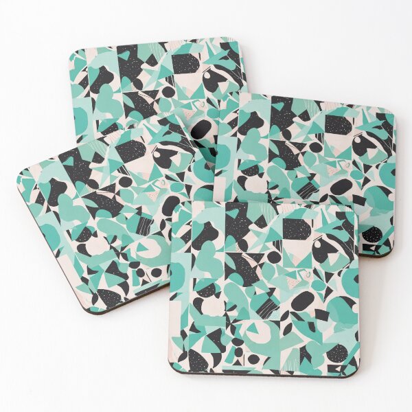 Item preview, Abstract Geometric Pattern with Vibrant Turquoise and Black Elements designed and sold by CoolPixels.