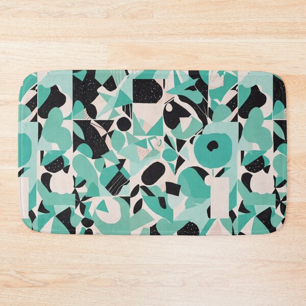 Item preview, Abstract Geometric Pattern with Vibrant Turquoise and Black Elements designed and sold by CoolPixels.