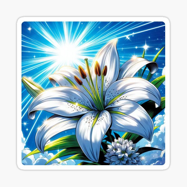 Item preview, Elegant Comic Style Lily Flower Illustration – Vibrant AI Art for Clothing & Accessories, Perfect for Nature Lovers designed and sold by knalpot-design.