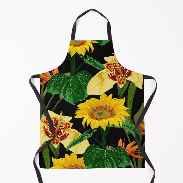 Item preview, Beautiful tigridia flowers with strelitzia and sunflowers on black background.  designed and sold by MatyKotiv.