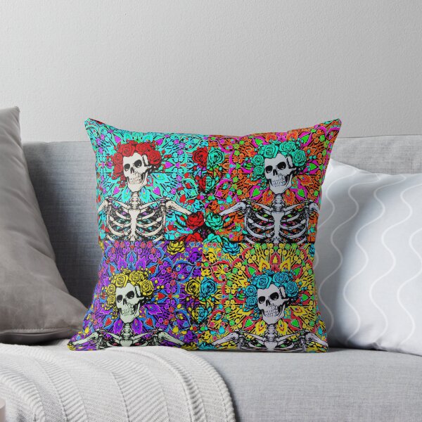 Item preview, Set of 4 Psychedelic colourful Grateful day of the dead roses skeleton  designed and sold by Kludoman.