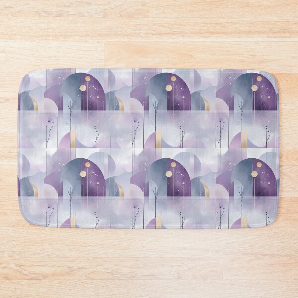 Item preview, Celestial Garden – Mauve and Gold Geometric Landscape with Floral Stems designed and sold by Moisky Patterns.