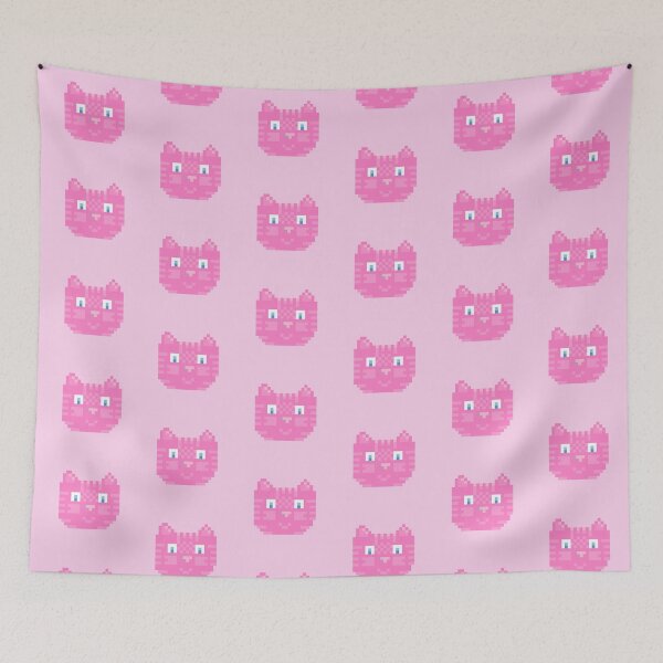 Item preview, Funny pink pixel kitty. Happy smiling pet. designed and sold by Creavision.