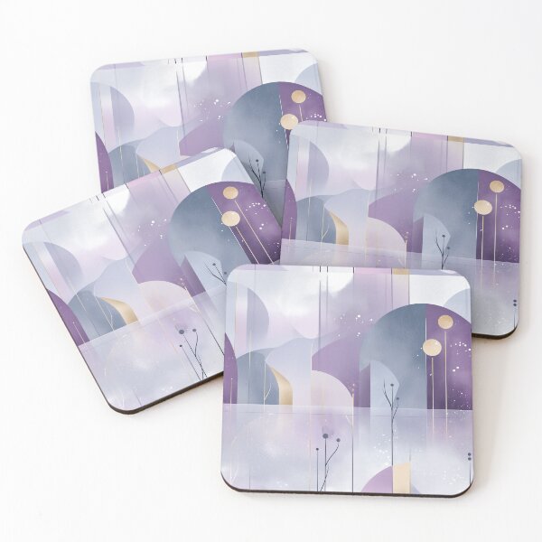 Item preview, Celestial Garden – Mauve and Gold Geometric Landscape with Floral Stems designed and sold by Moisky Patterns.