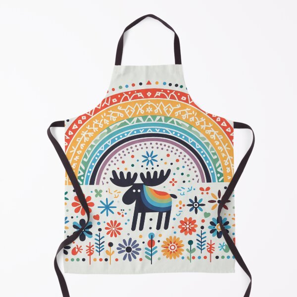 Item preview, Scandinavian Folk Art Moose – Rainbow Saddle in a Floral Meadow by heidiannemorris designed and sold by FOLK ART FUSION by heidiannemorris.