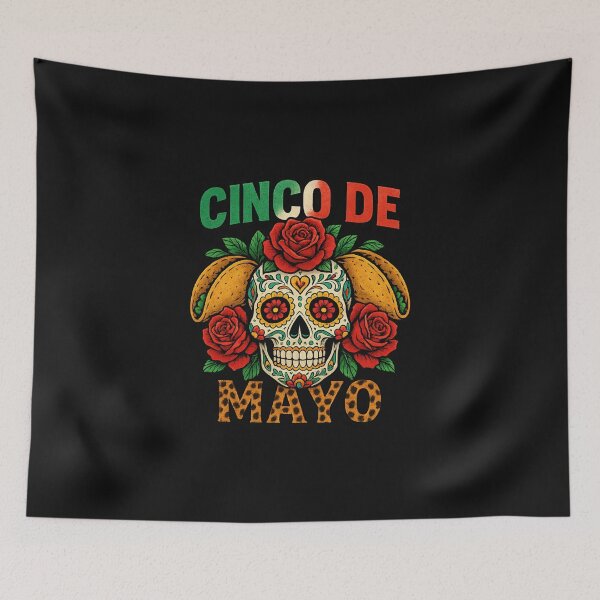 Item preview, Cinco de Mayo Green Sugar Skull Tacos Red Roses Fiesta designed and sold by Alex Songs.