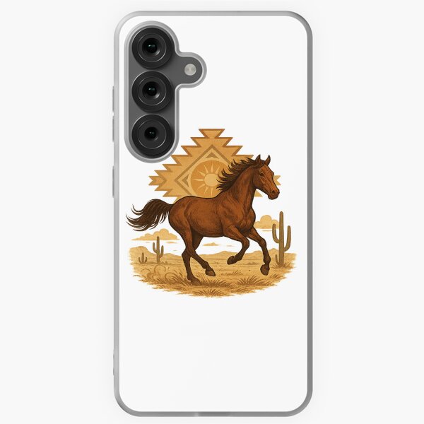 Aperçu de l'œuvre cheval brun dans le style western du désert américain créée et vendue par howdywildhorse.