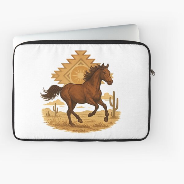 Aperçu de l'œuvre cheval brun dans le style western du désert américain créée et vendue par howdywildhorse.