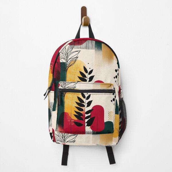 Item preview, Bold Canopy – Graphic Leaves over Scarlet, Mustard and Forest Green Shapes designed and sold by Moisky Patterns.