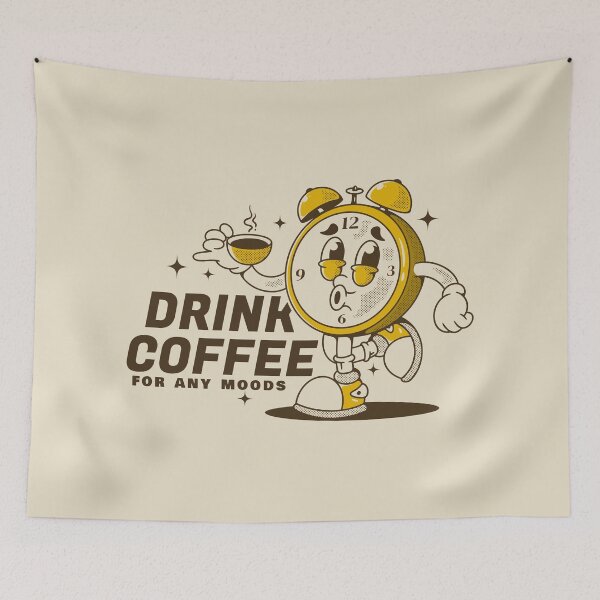 Item preview, Alarm clock character holding a coffee cup designed and sold by adipra.