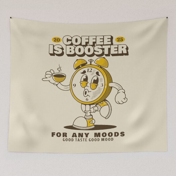 Item preview, Alarm clock character holding a coffee cup designed and sold by adipra.