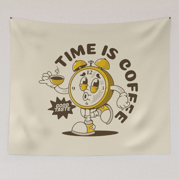 Item preview, Alarm clock character holding a coffee cup designed and sold by adipra.
