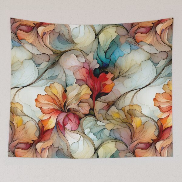 Item preview, Elegant Floral Glass Effect Seamless Pattern Fire and Ice designed and sold by SylvieVibes.