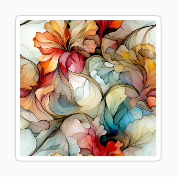 Item preview, Elegant Floral Glass Effect Seamless Pattern Fire and Ice designed and sold by SylvieVibes.