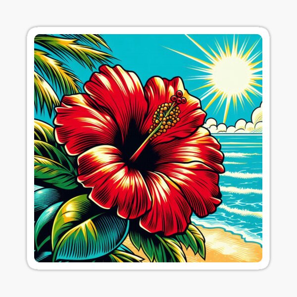 Item preview, Elegant Comic Style Hibiskus Flower Illustration – Vibrant AI Art for Clothing & Accessories, Perfect for Nature Lovers designed and sold by knalpot-design.