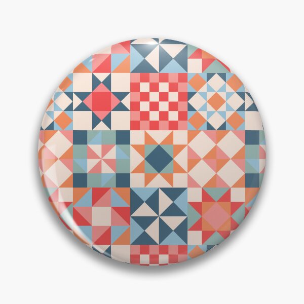 Item preview, Modern Folk Quilt – Retro Patchwork Blocks in Coral & Teal spring designed and sold by OzdeBayer.